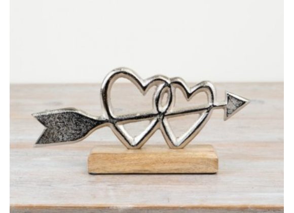 Double Heart with Cupids Arrow Decoration