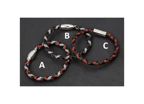 Three Tone Plait Men's Leather Bracelet by Equilibrium