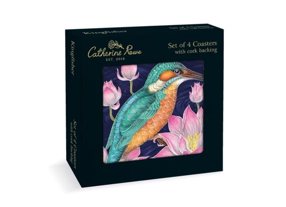 KINGFISHER, Set of 4 Corked Backed Coasters