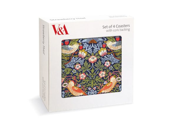 STRAWBERRY THIEF, Set of 4 Corked Backed Coasters