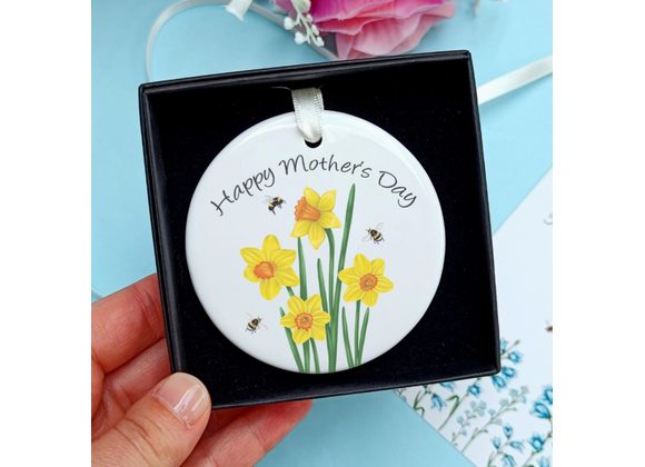 Mother's Day Daffodil Ceramic Decoration by Laura Stanley