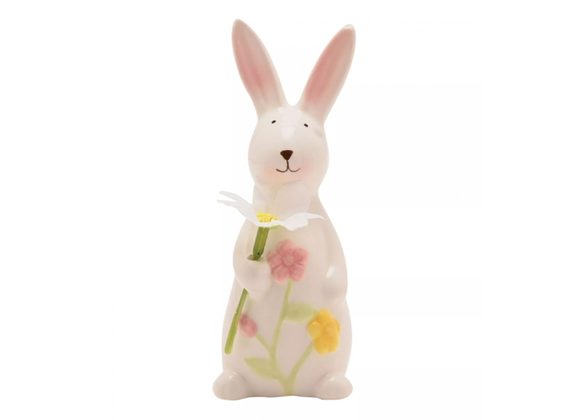 Ceramic Bunny Holding Flower