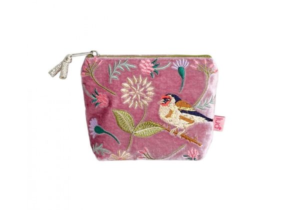 Mini Goldfinch Dusky Pink Velvet Purse by Lua