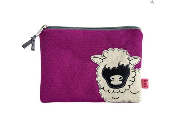 Sheep cotton canvas Purse by Lua, Cerise