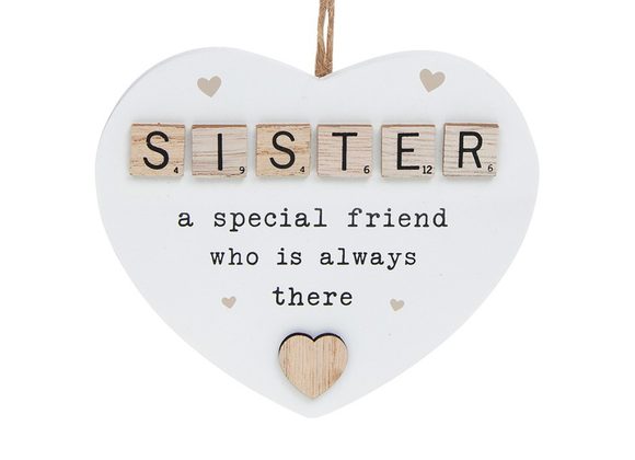 Sister, Scrabble Sentiment Hanging Heart