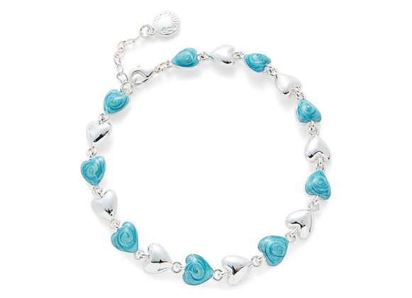 Silver plated and turquoise colour Heart Bracelet by Equilibrium