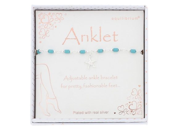 Silver Plated Anklet with Starfish Charm by Equilibrium