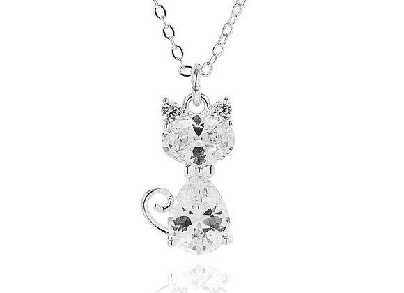 Cat silver plated Necklace by Equilibrium
