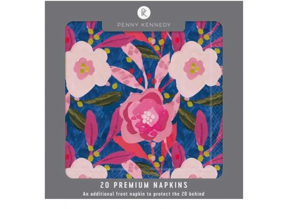 Pink Blue Flowers Paper Napkins (20) 