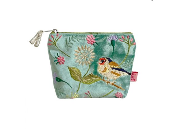 Mini Goldfinch Aqua Velvet Purse by Lua