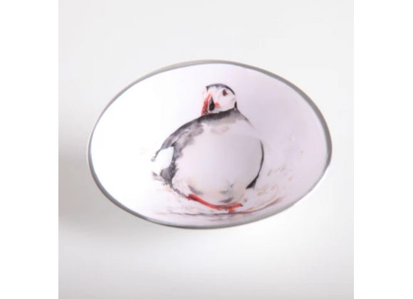 Small Puffin Oval Bowl by Tilnar Art