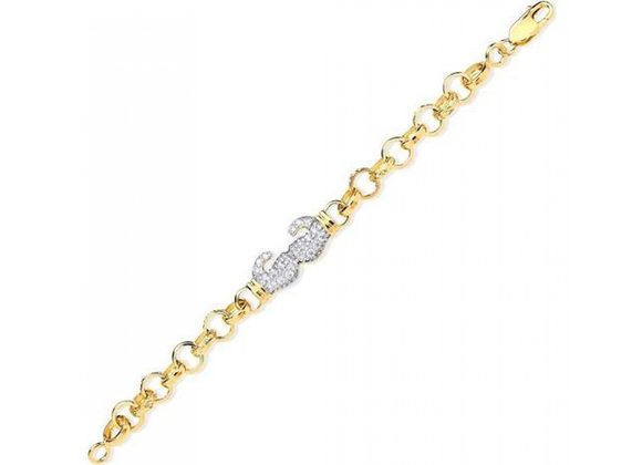 9Ct Yellow Gold CZ Boxing Gloves BabyChild Bracelet