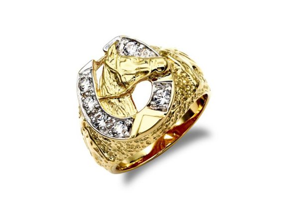 925 Silver Gold Plated Horseshoe Ring