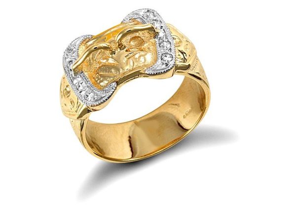 Men's 9ct Yellow Gold Buckle Ring