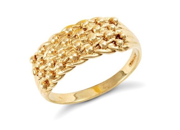 Light 9ct Gold 4 Row Keeper Ring