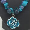 Blue Wave Rose Necklace Pendant