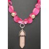 Opaque Pink and Pearl Chakra Necklace Pendant