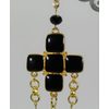 Black and Gold Cross Drop Earrings