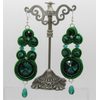 Malachite and Emerald Rivoli Chaton Earrings